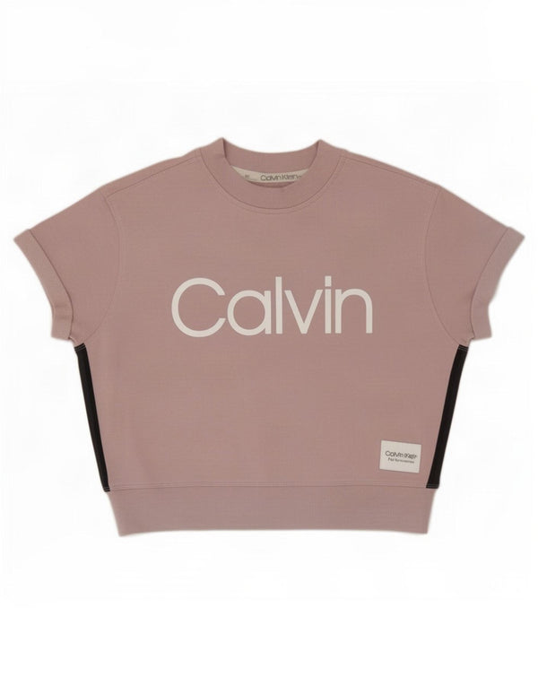 Calvin Klein Womens Oversized Graphic Sweatshirt Jumper UK 14 Medium Pink