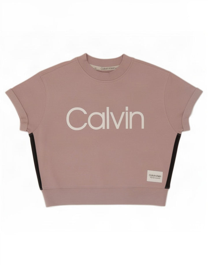 Calvin Klein Женский свитер оверсайз с рисунком UK 14 Средний розовый