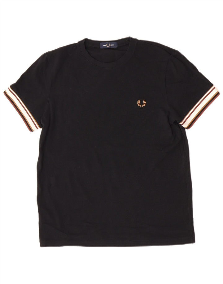 Мужская футболка Fred Perry Top среднего размера из хлопка с цветными блоками черного цвета