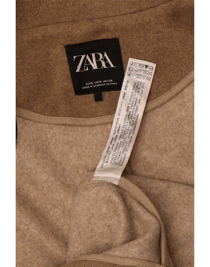 Женское пальто оверсайз Zara UK 10, маленький размер, бежевый полиэстер