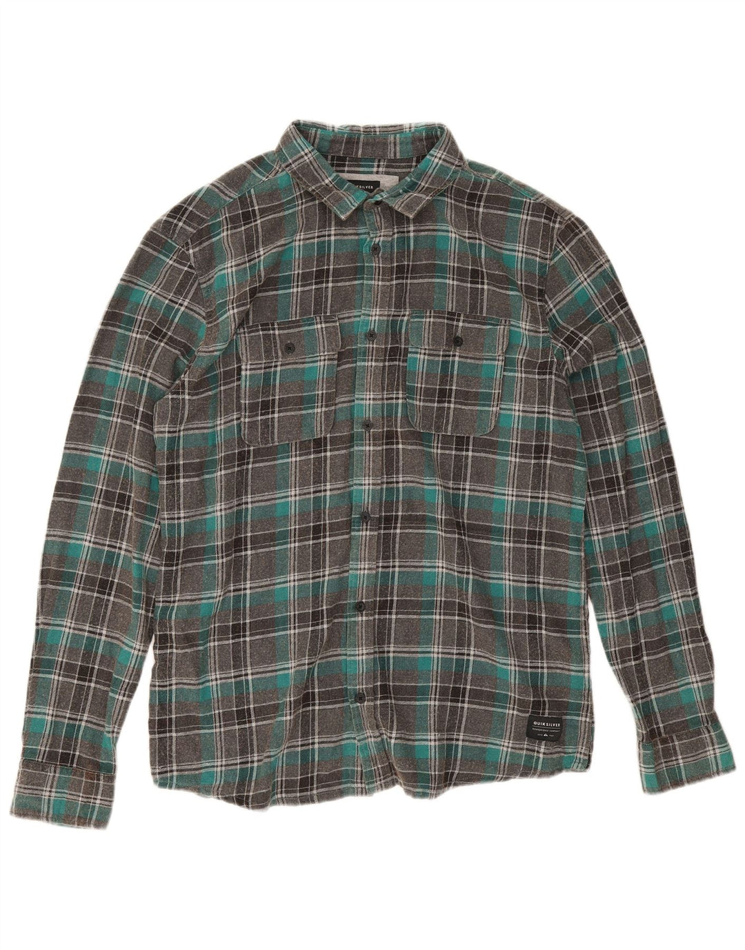 Мужская фланелевая рубашка стандартного кроя Quiksilver, большая серая клетка, хлопок