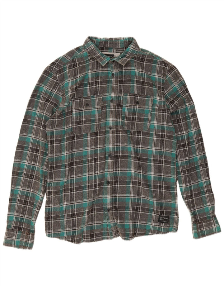 Мужская фланелевая рубашка стандартного кроя Quiksilver, большая серая клетка, хлопок