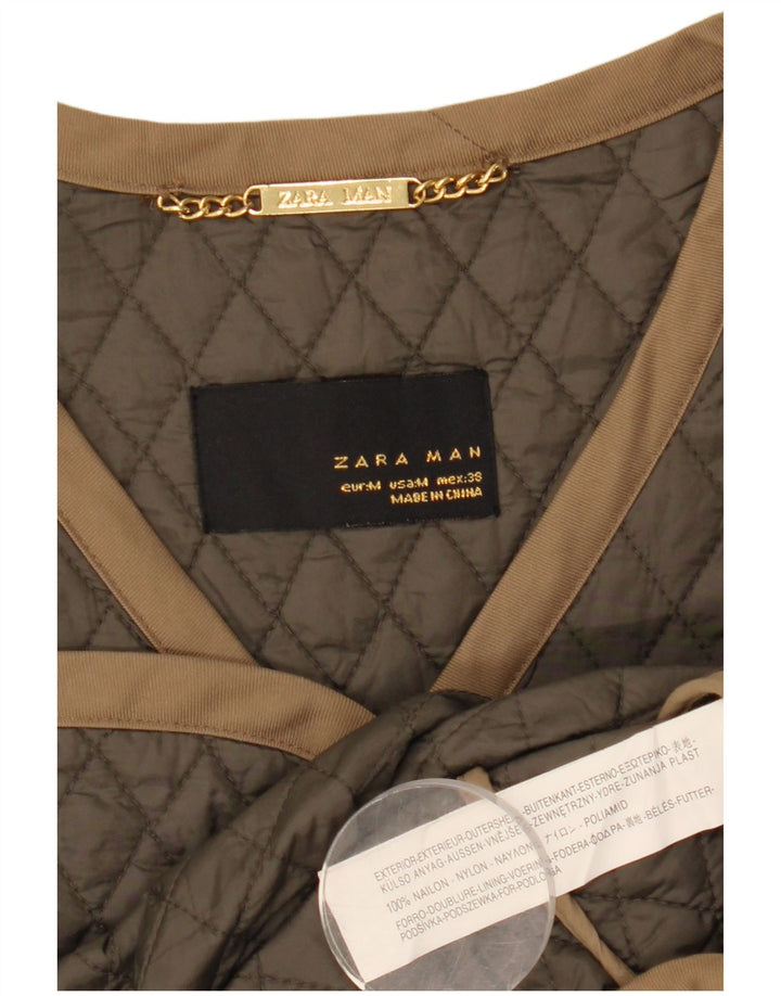 Мужская стеганая куртка Zara UK 38, средний хаки, нейлон