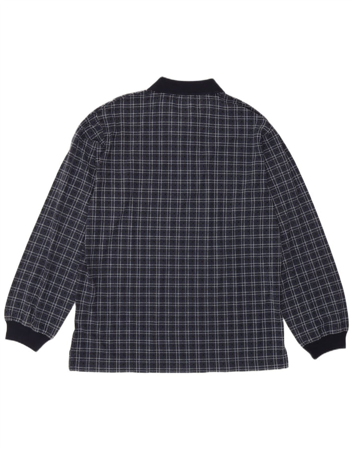 Мужская рубашка поло Nautica с длинным рукавом, средний темно-синий цвет в клетку, хлопок