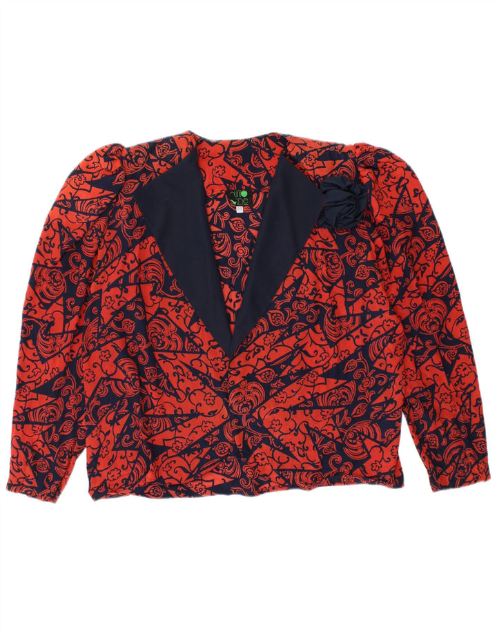 Винтажный женский кардиган Top IT 44, средний красный с цветочным принтом