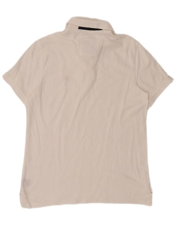 Crew Clothing Мужская рубашка поло среднего размера из белого хлопка