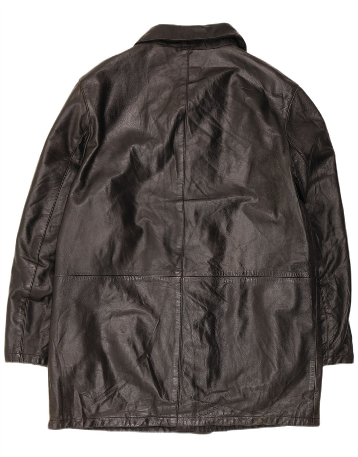 Мужское кожаное пальто Dibi IT 50 большое черное кожаное