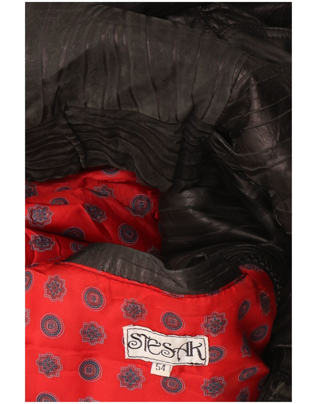 Винтажная женская кожаная куртка-бомбер IT 54 3XL Черная полоска