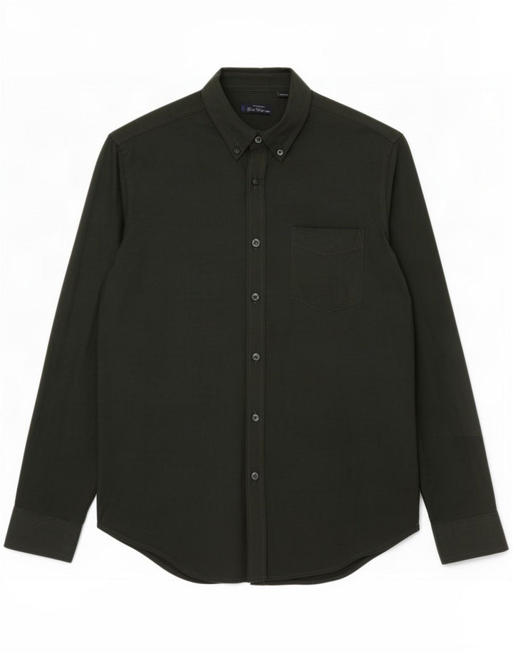 Мужская рубашка Ben Sherman из хлопка среднего зеленого цвета
