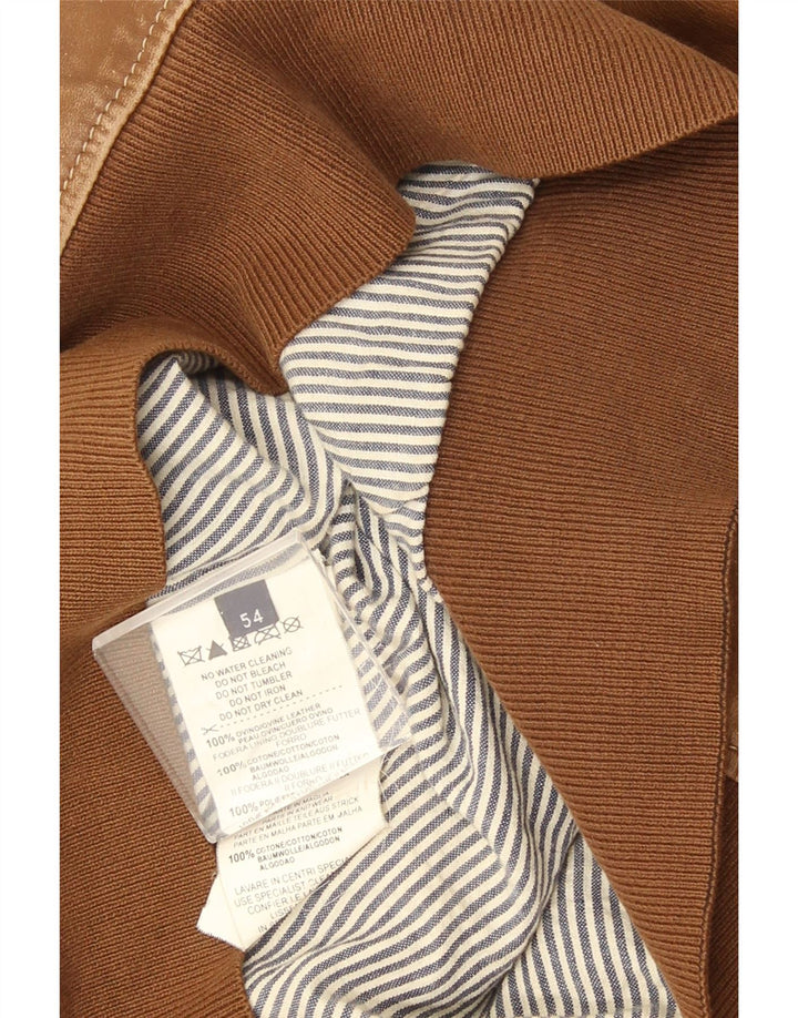 Мужская кожаная куртка Trussardi Jeans UK 38 средний коричневый кожаный