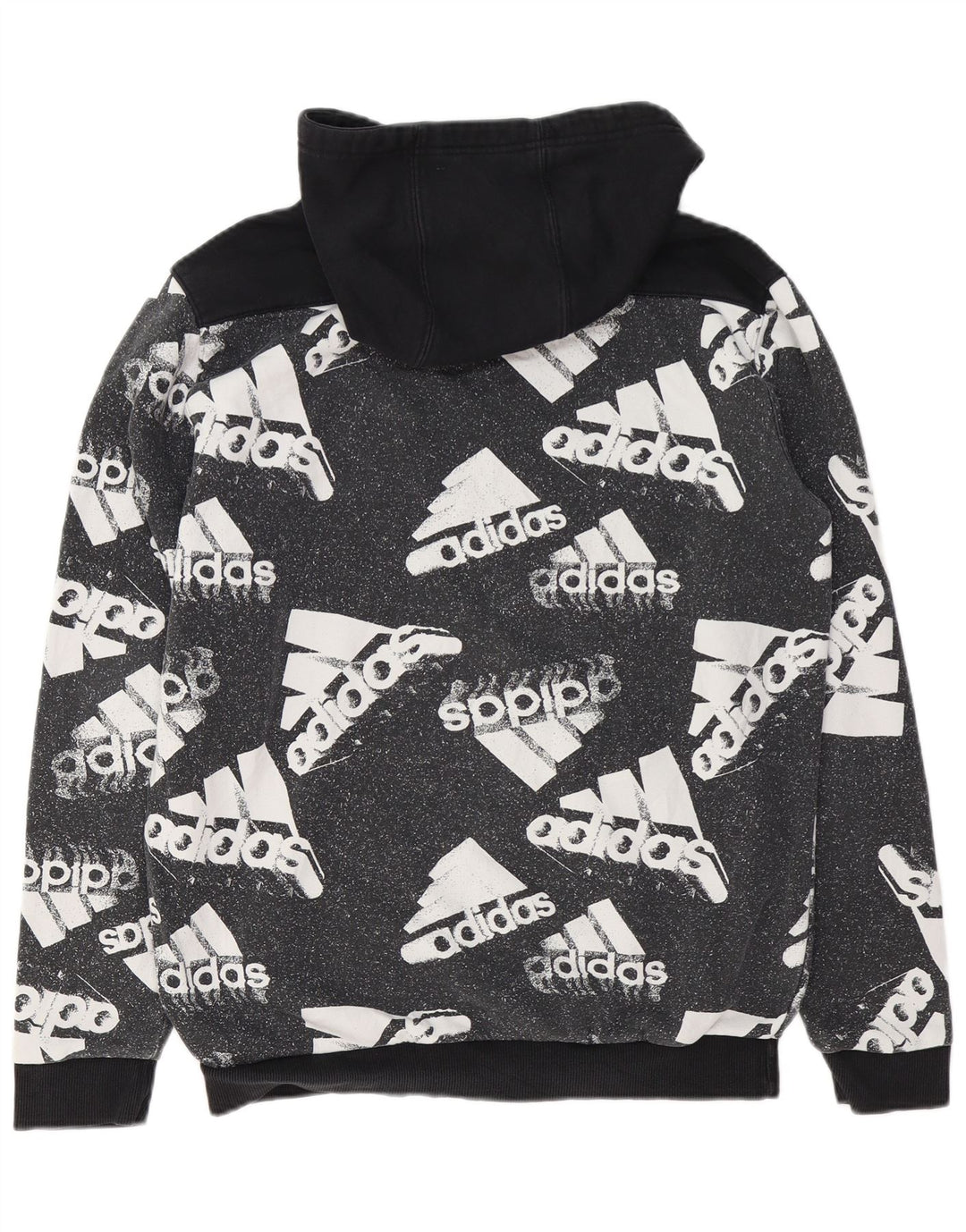 Мужской джемпер с капюшоном ADIDAS, большой черный, хлопок с цветными блоками