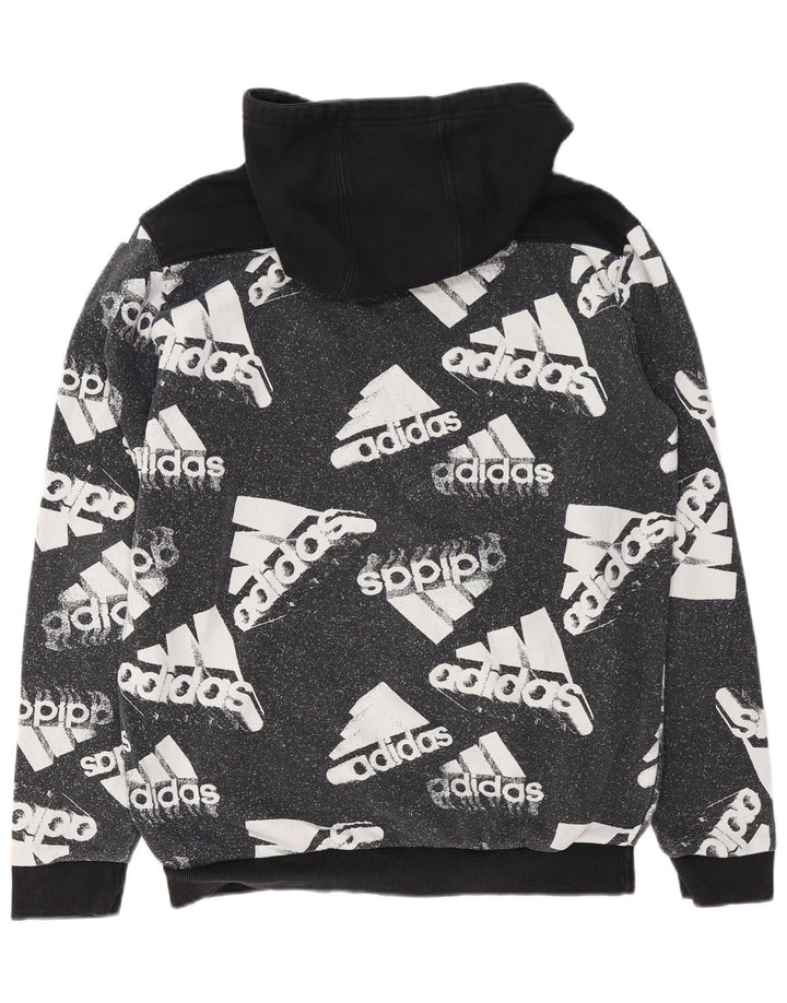 Мужской джемпер с капюшоном ADIDAS, большой черный, хлопок с цветными блоками