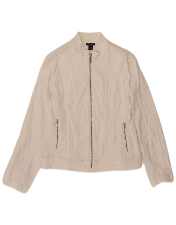 Женская куртка-бомбер Gant UK 12, средний белый хлопок, белый цвет