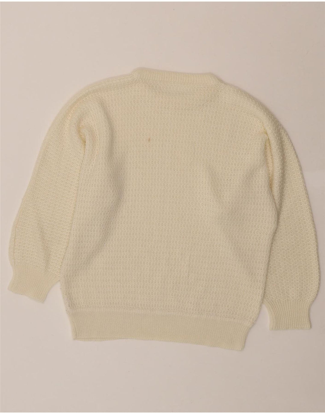 VINTAGE Womens Crew Neck Jumper Sweater UK 14 Medium Off White Vintage Vintage and Second-Hand Vintage from Messina Hembry 
