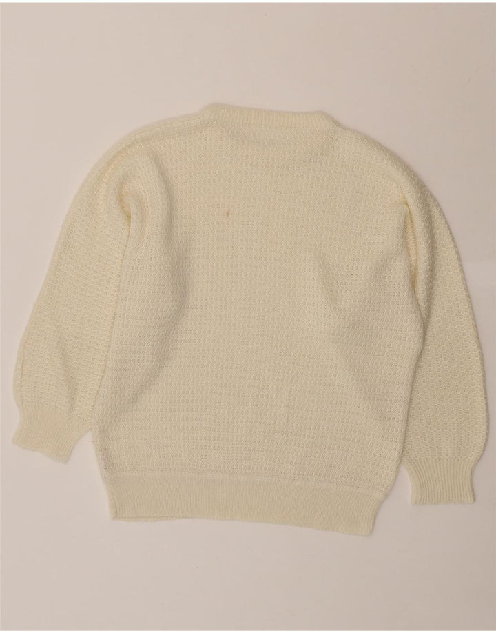 VINTAGE Womens Crew Neck Jumper Sweater UK 14 Medium Off White Vintage Vintage and Second-Hand Vintage from Messina Hembry 
