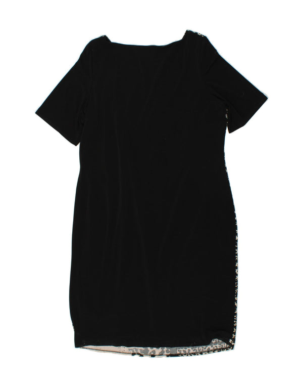 PER UNA Womens Sheath Dress UK 20 2XL Black Animal Print Camelhair