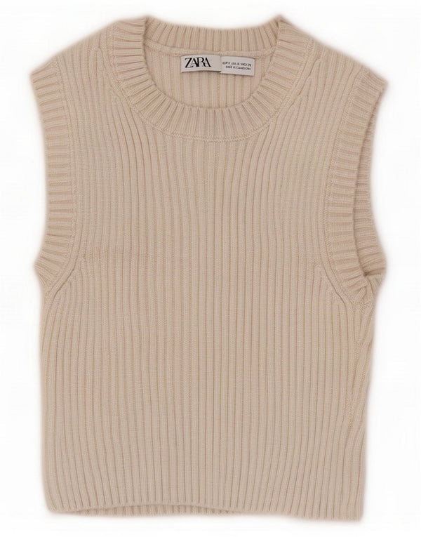 Zara Женский укороченный жилет UK 10 Small Beige
