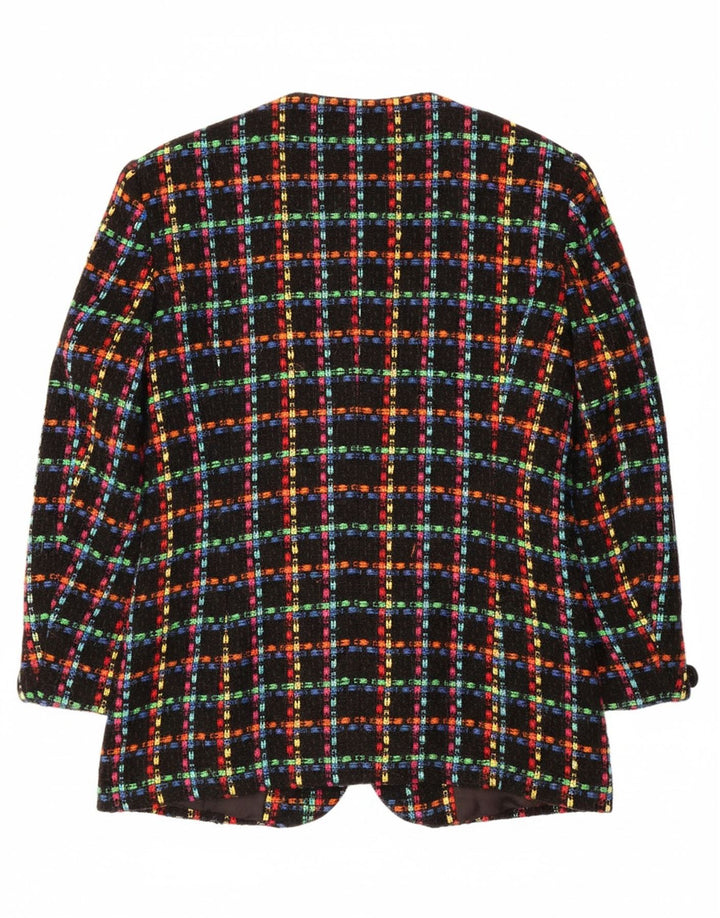 DAVID EMANUEL Womens 5 Button Blazer Jacket UK 14 Medium  Black Check Wool
