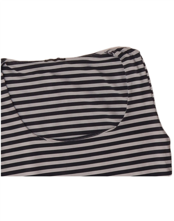 ZARA Womens Vest Top UK 14 Medium Navy Blue Striped