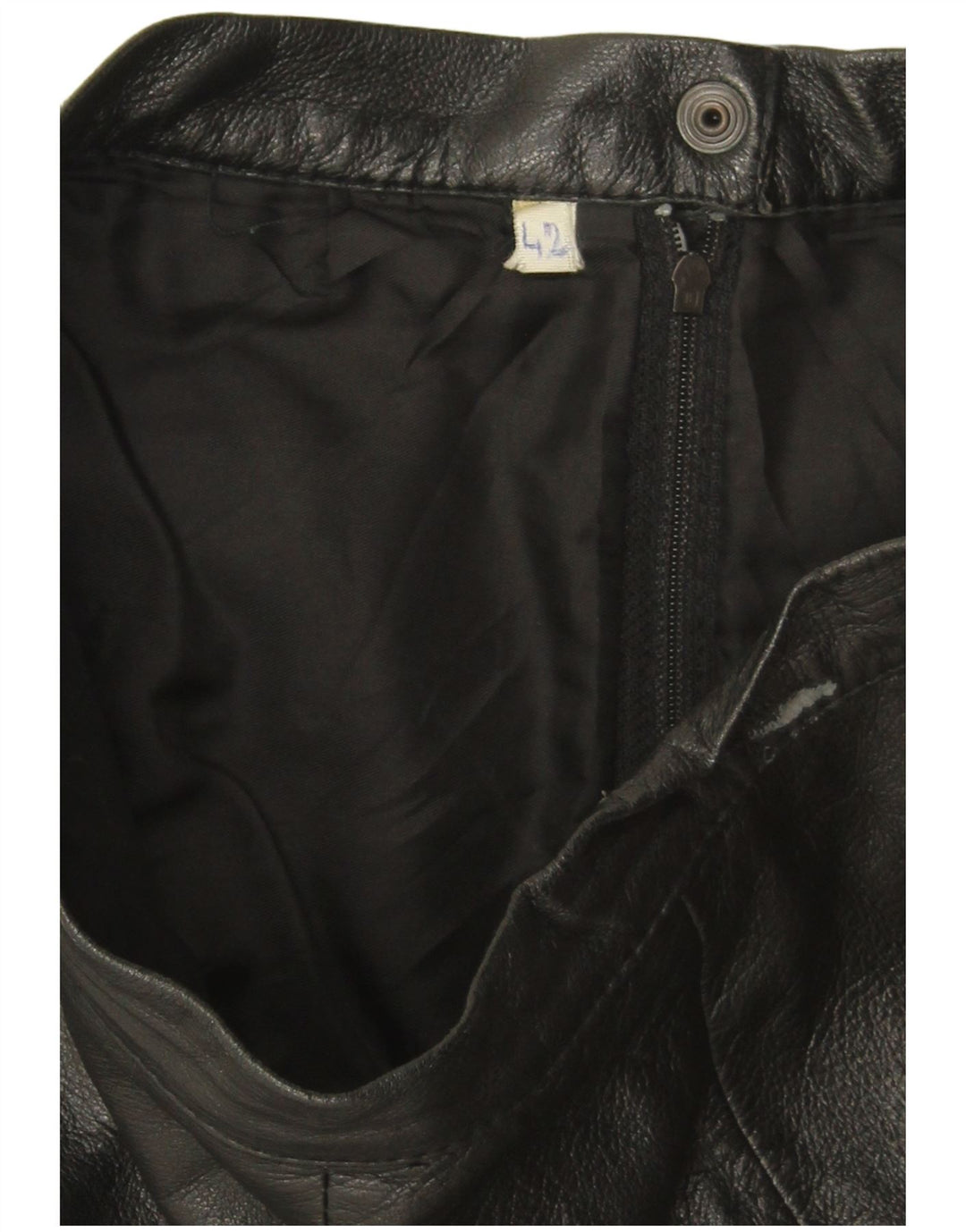 Винтажная женская кожаная юбка с высокой талией IT 42 Medium W28 Черная