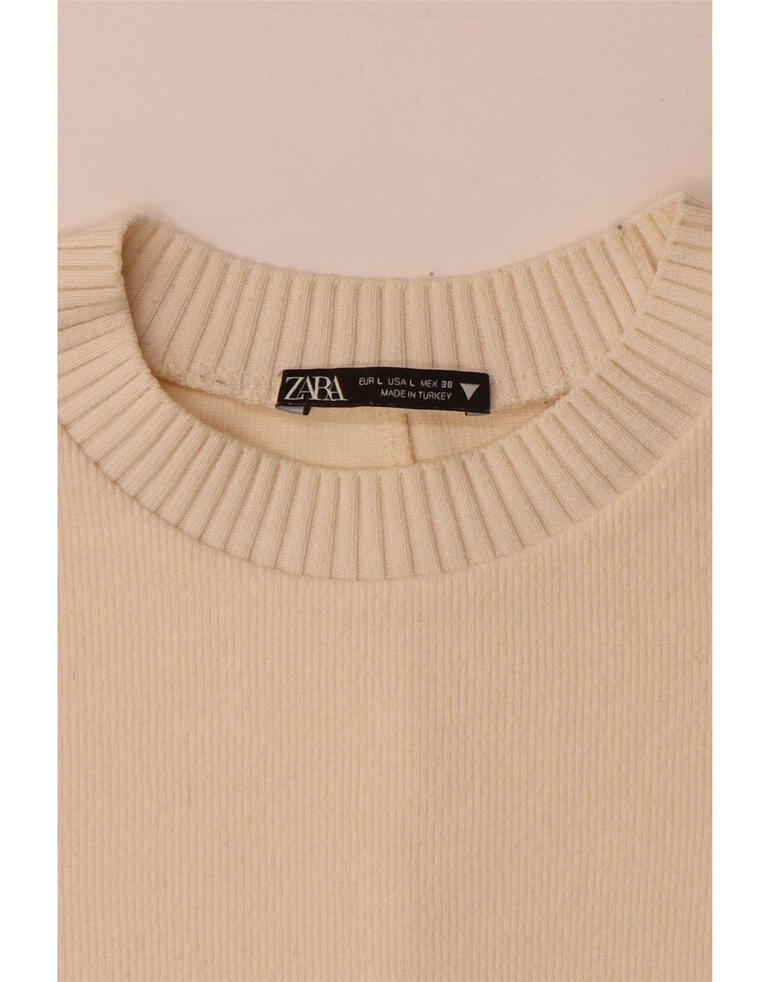 Женский свободный джемпер с круглым вырезом Zara UK 16, большой белый цвет