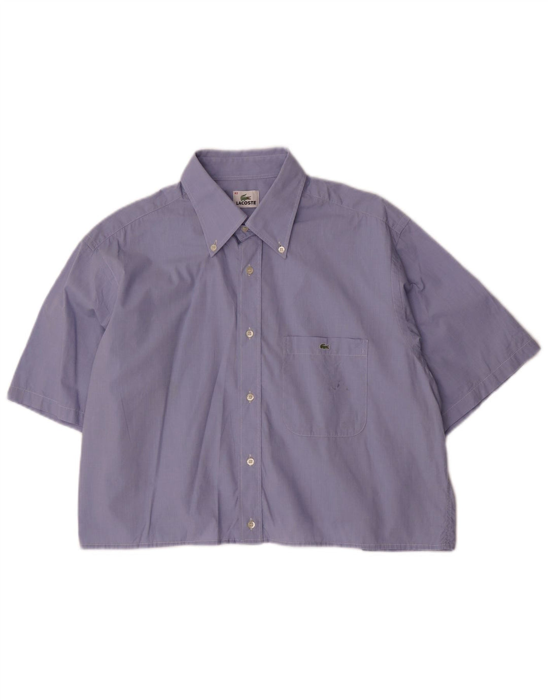 LACOSTE Женская укороченная рубашка оверсайз с коротким рукавом, размер 43, большая синяя