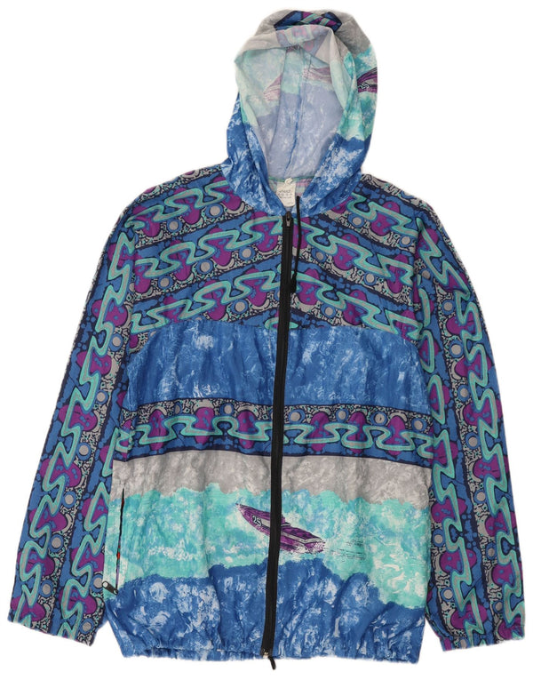 Vintage Mens Abstract Pattern Hooded Rain Jacket IT 52 XL Multicoloured