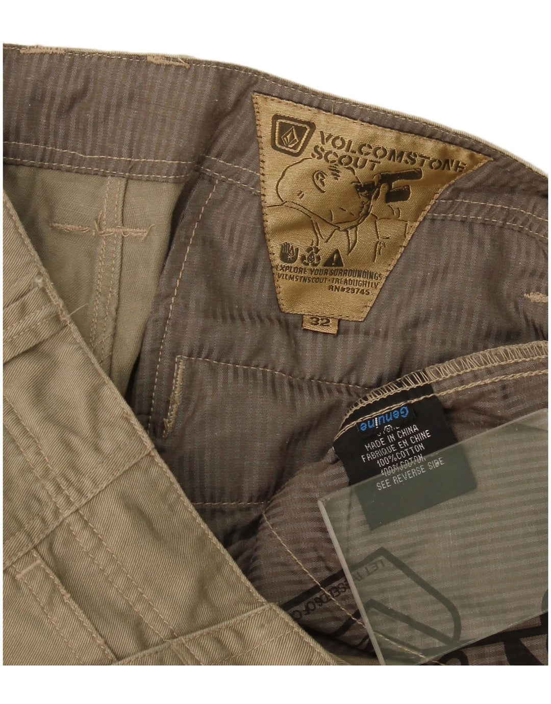 Мужские прямые брюки-карго Volcom W32 L27, хлопок цвета хаки