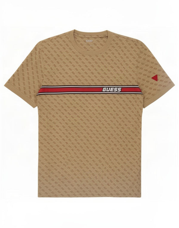 Мужская футболка Guess с рисунком, большой размер, бежевый хлопок