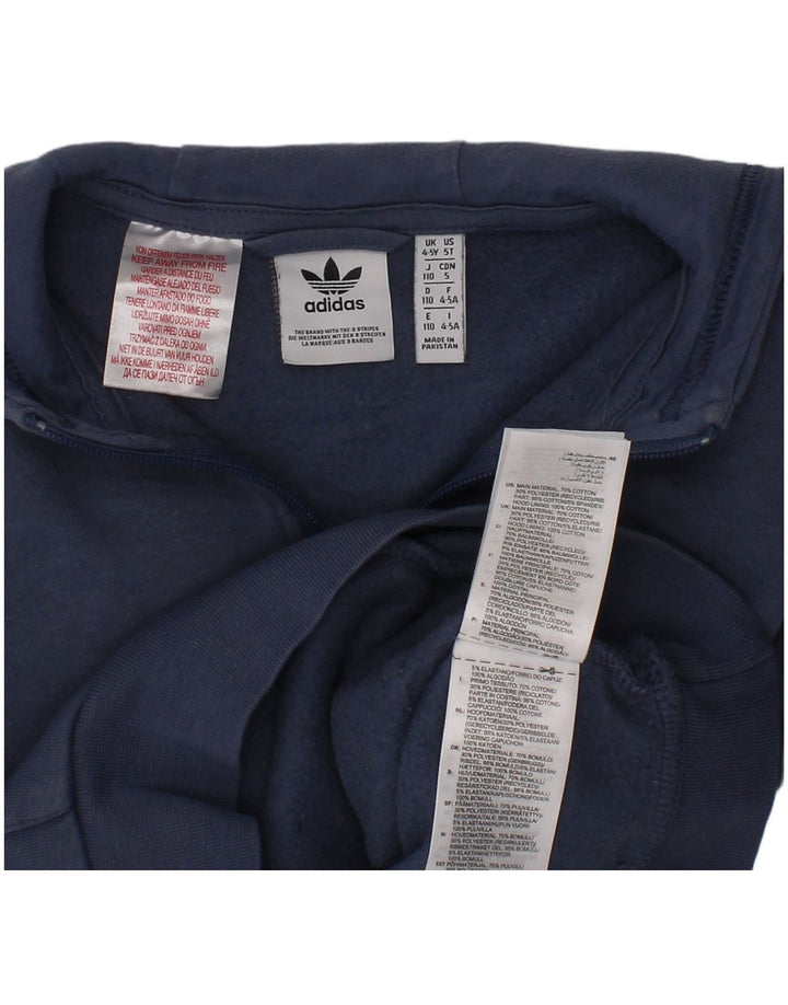 Adidas Джемпер с капюшоном на молнии с рисунком для мальчиков 4–5 лет, синий хлопок