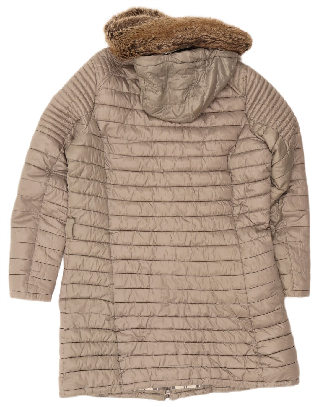 Женское стеганое пальто с капюшоном Barbour UK 14, большой серый полиэстер
