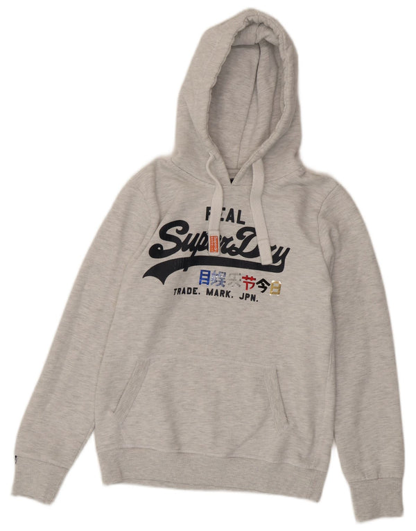 Женский джемпер с капюшоном Superdry UK 14, хлопок среднего серого цвета с крапинками