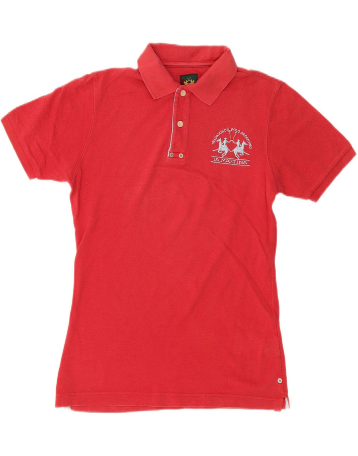 LA MARTINA Mens Polo Shirt Medium Red Cotton