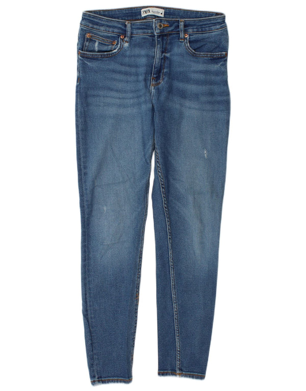 Женские потертые джинсы скинни Zara EU 42, большие W32 L29, синие, хлопок