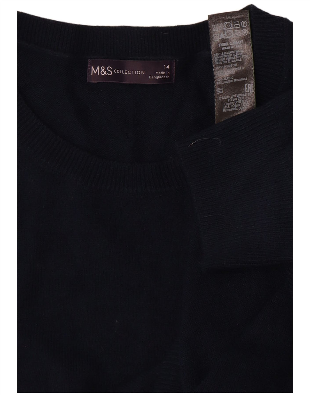 Женский джемпер с круглым вырезом Marks & Spencer UK 14, большой темно-синий