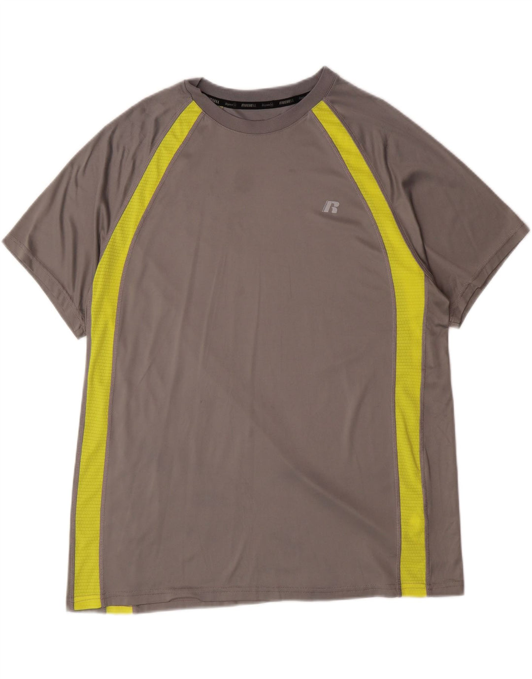 RUSSELL ATHLETIC Mens Dri-Power T-Shirt Top XL Grey Colourblock Polyester Vintage Russell Athletic and Second-Hand Russell Athletic from Messina Hembry 