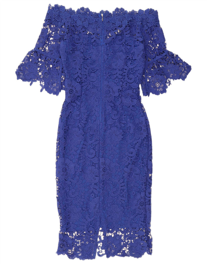 Женское платье с открытыми плечами PAPER DOLLS UK 8, маленький синий цветочный полиэстер