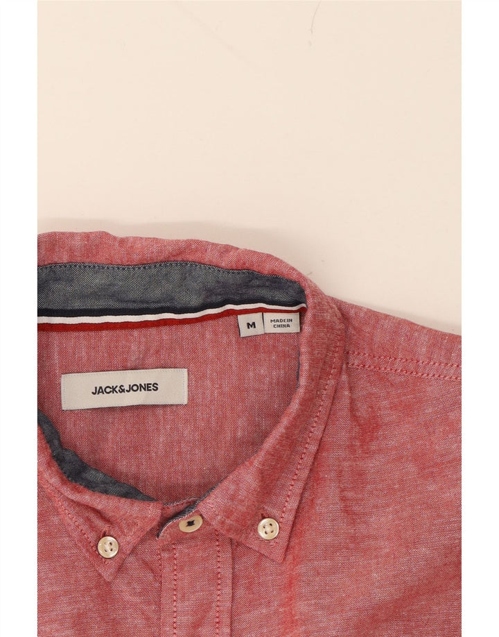 JACK & JONES Mens Short Sleeve Shirt Medium Red Cotton Vintage Jack & Jones and Second-Hand Jack & Jones from Messina Hembry 