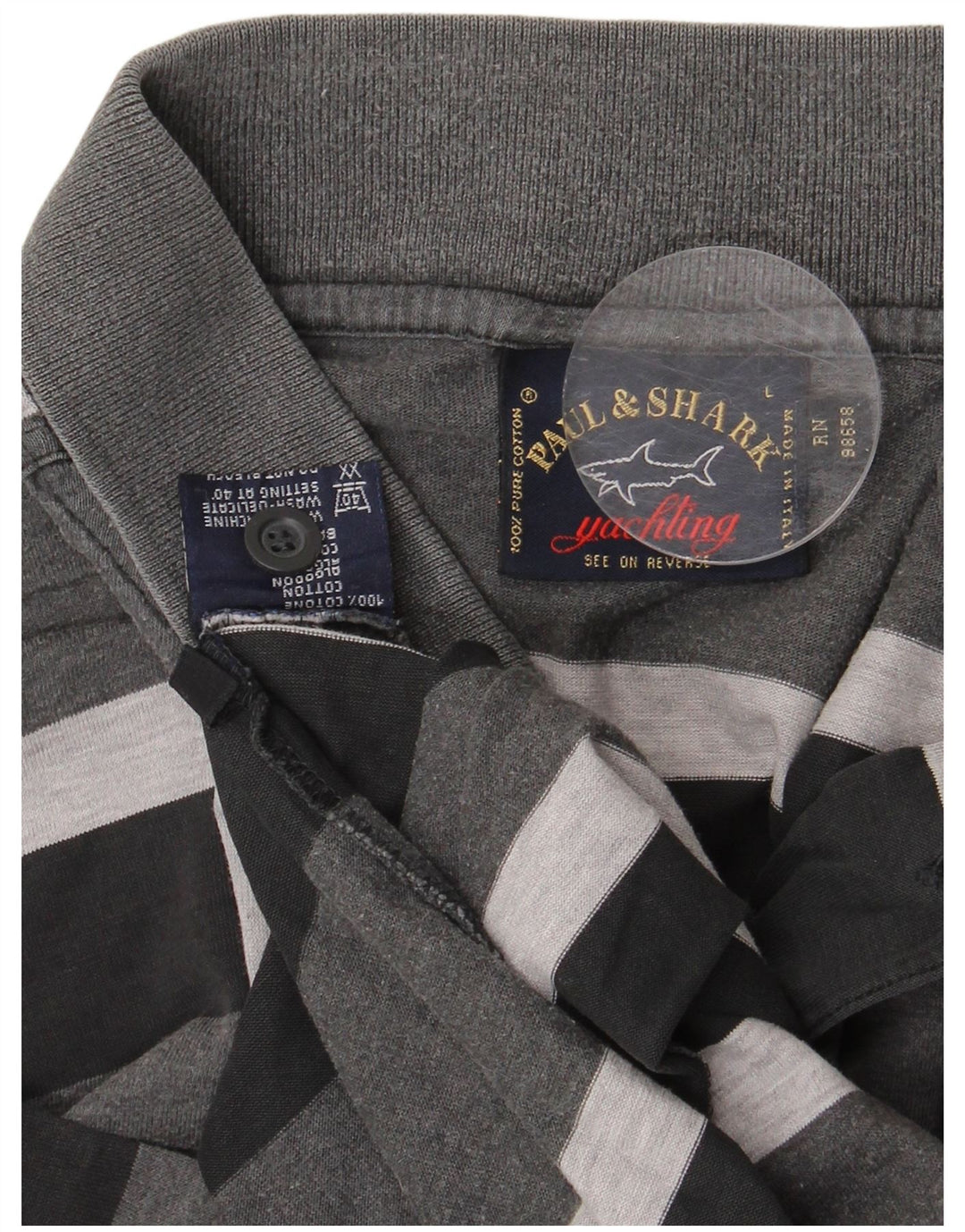 Мужская рубашка-поло для яхтинга PAUL & SHARK, большая серая полоска, хлопок