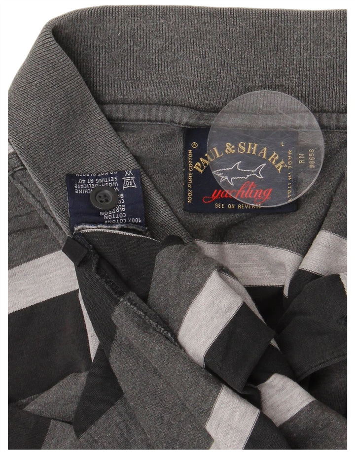 Мужская рубашка-поло для яхтинга PAUL & SHARK, большая серая полоска, хлопок