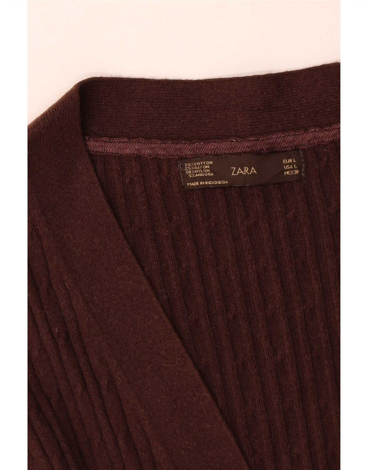 Женский кардиган Zara UK 16, большой коричневый цвет