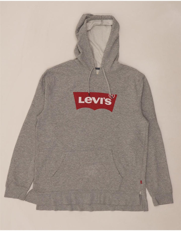 Мужской джемпер с капюшоном с рисунком Levi's, большой серый хлопок с крапинками