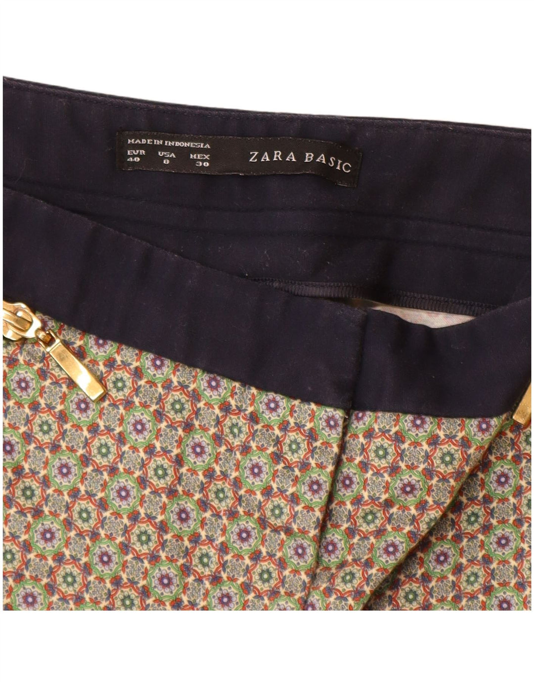 Женские укороченные брюки Zara EU 40 Medium W30 L24 Разноцветные с геометрическим рисунком
