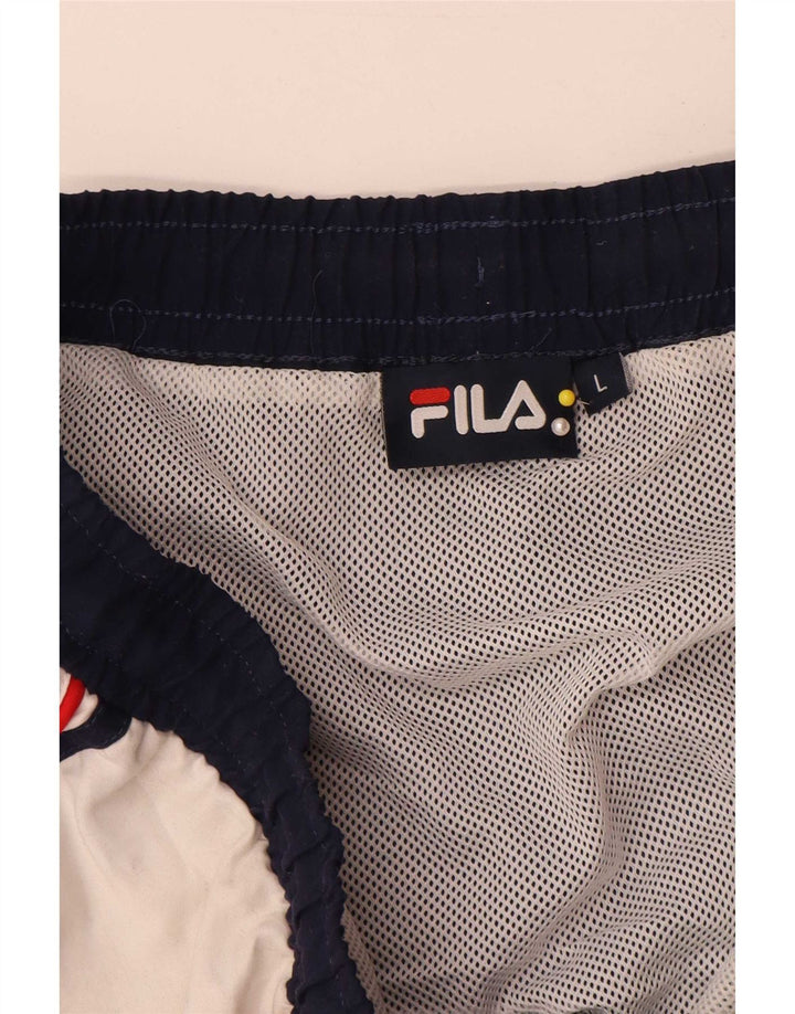 Мужские шорты для плавания Fila, большие темно-синие, полиэстер с цветными блоками
