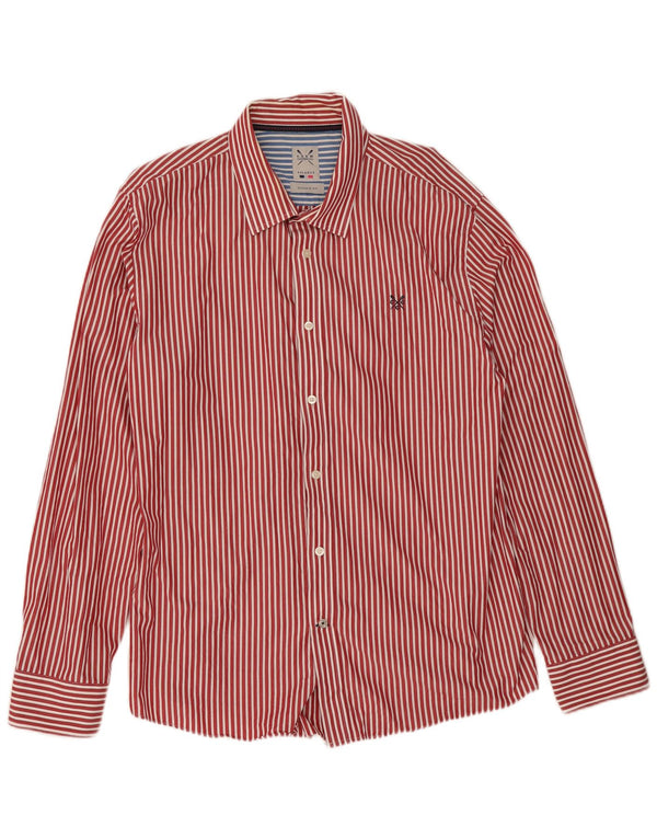 Crew Clothing Мужская рубашка классического кроя 2XL из хлопка в красную тонкую полоску