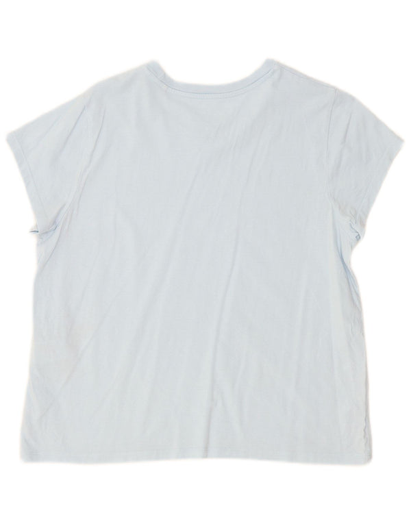 Женская футболка с рисунком Levi's Top UK 18 XL, синяя хлопковая футболка с цветочным принтом