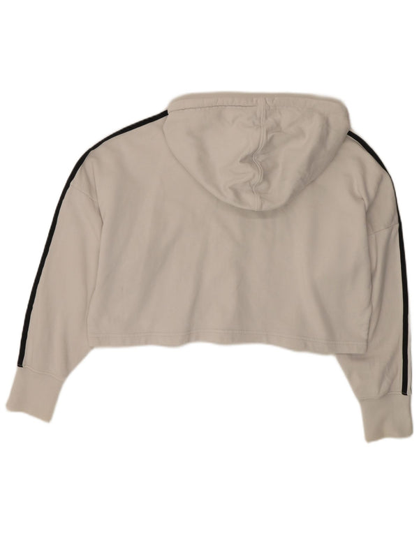 ADIDAS Женский укороченный джемпер с капюшоном оверсайз UK 8, маленький белый хлопок