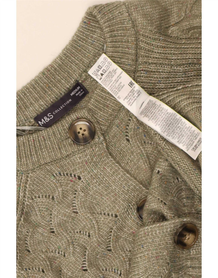 Женский кардиган Marks & Spencer UK 14, средний хаки, полиэстер