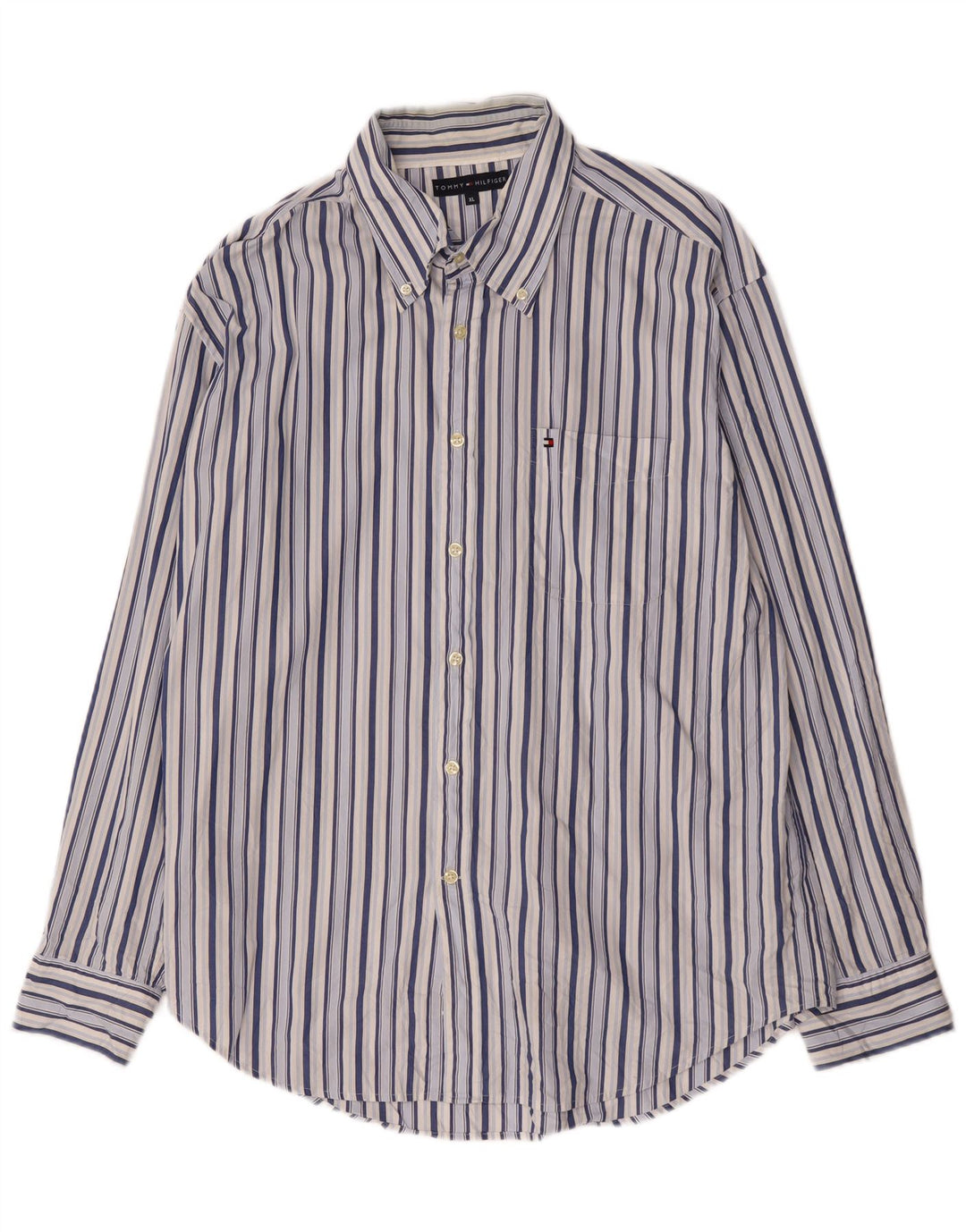 Мужская рубашка Tommy Hilfiger XL из хлопка в синюю полоску