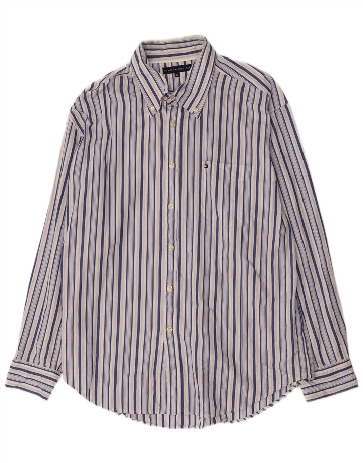 Мужская рубашка Tommy Hilfiger XL из хлопка в синюю полоску